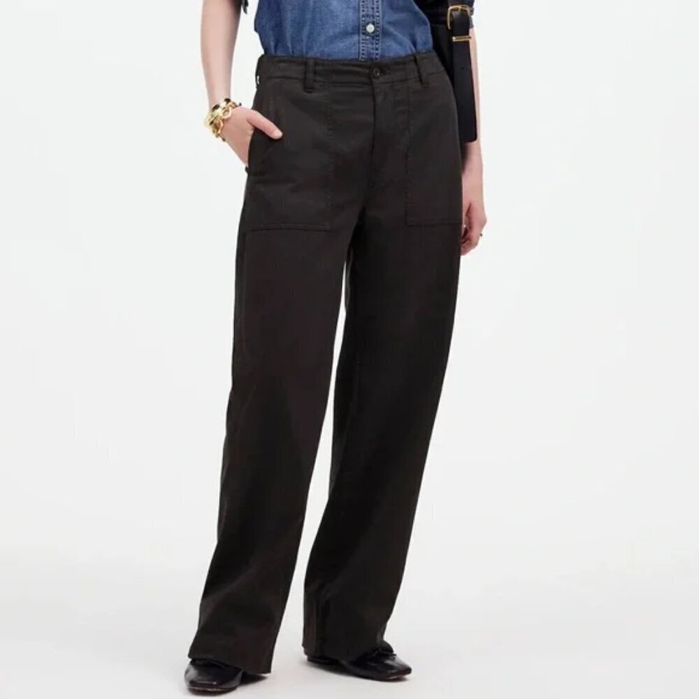 Madewell Plus Low-Slung Baggy Wide Leg Utility Pants Black Size 33 NWT